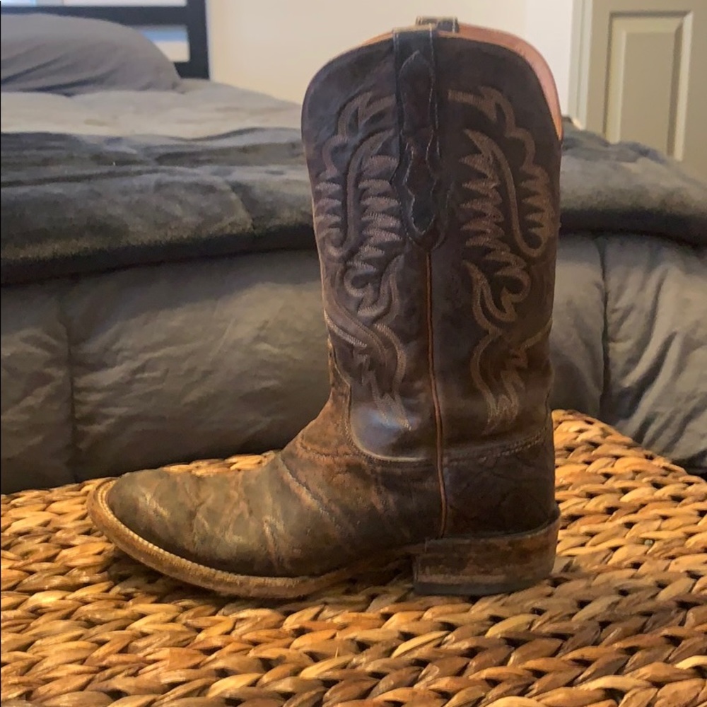 Black Jack Elephant hide round toe boots